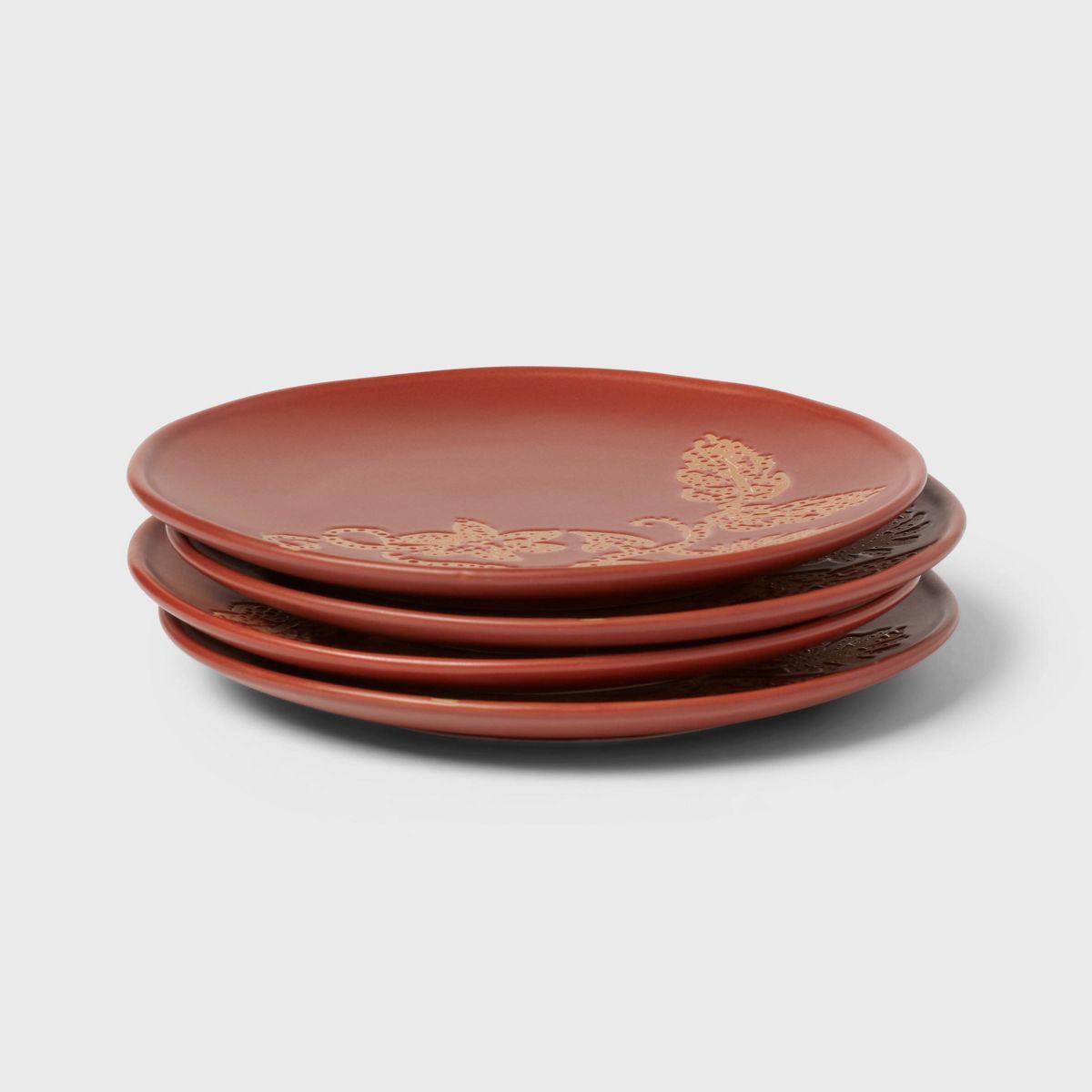 4pk Ceramic App Dining Plates Rust Floral - Threshold™ | Target