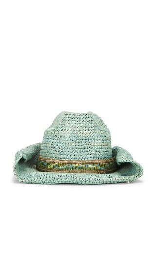 florabella Skyler Crochet Raffia Cowboy Hat in Mint. | Revolve Clothing (Global)