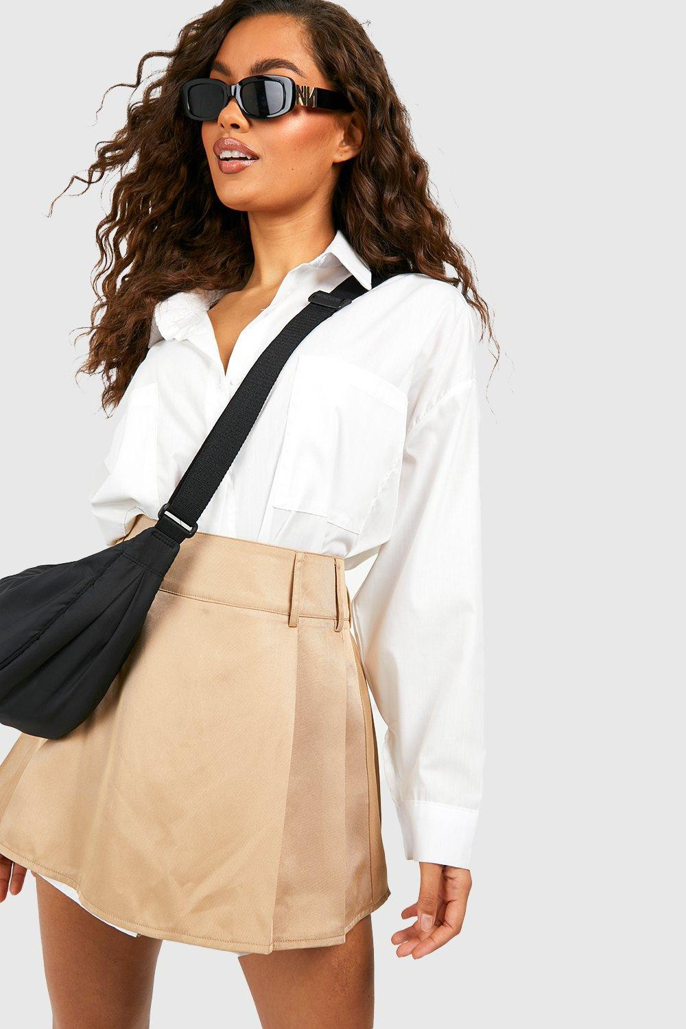 Womens Box Pleated Micro Mini Skirt - Beige - 2 | Boohoo.com (US & CA)