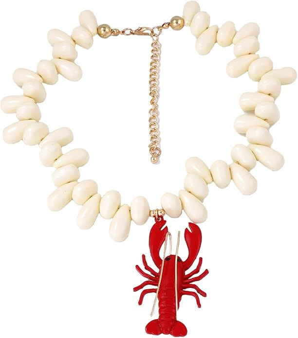 Amazon.com: JNZGYBW Crawfish Pendant Necklace, Fashion Simple Beaded Pendant Necklace : Clothing,... | Amazon (US)
