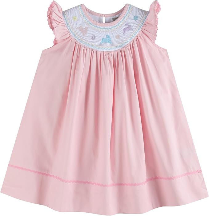 Lil cactus Baby and Girls Smocked Easter Bunny Bishop Dress | Amazon (US)