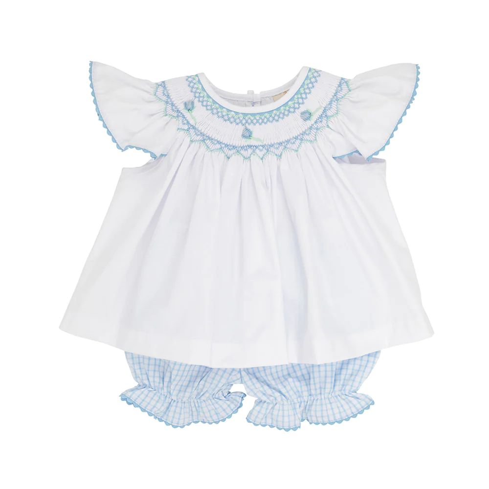 Cecilia Smocked Set - Worth Avenue White with Beale Street Blue Windowpane | The Beaufort Bonnet Company