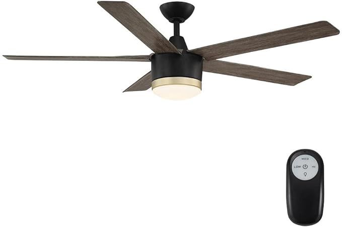 Merwry 56 in. Integrated LED Indoor/Outdoor Matte Black Ceiling Fan with Light Kit and Remote Con... | Amazon (US)