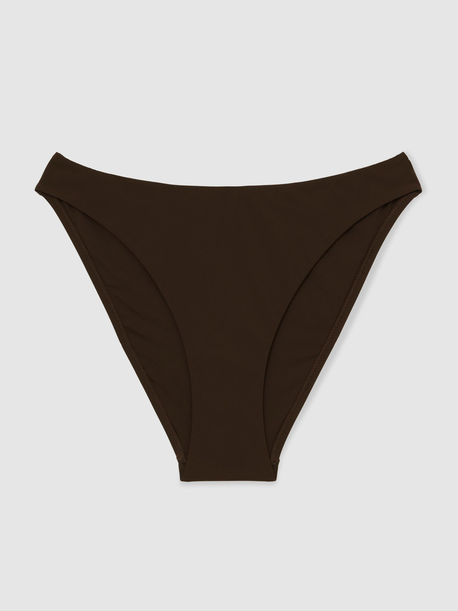 Reiss High Cut Bikini Bottoms in Chocolate - REISS | Reiss UK
