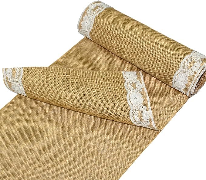COTTON CRAFT - 2 Pack - Jute Burlap with Lace Table Runner - 12 in. x 108 in. Each - 6 Yards Tota... | Amazon (US)