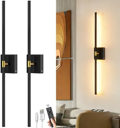 Battery Operated Wall Sconces Set of 2: 10000mAh Rechargeable Wireless Wall Lights, 360° Rotatab... | Amazon (US)