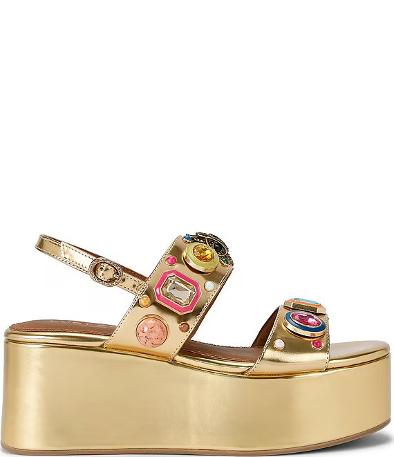 Kurt Geiger London Multi Color Gem Leather Platform Sandals | Dillard's | Dillard's