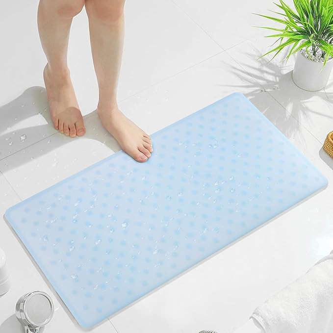 Non Slip Bathtub Mat | Blue Natural Silicone Bath Mat for Tub, Shower, Bath Mat for Daily Safety,... | Amazon (US)