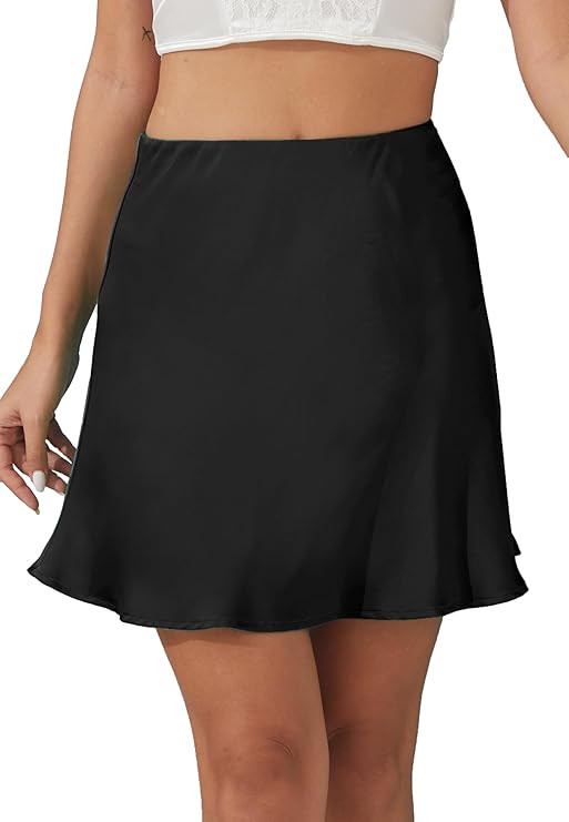 Mist Azur Women's Elegant Silky Satin Mini Skirt High Waist Bias Cut Short Skirt Leopard Print Mi... | Amazon (US)