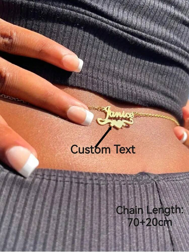 1pc Customized Women's Stainless Steel Name Waist Chain Belly Chain Sexy Waist Circumference Sexy Personality Body Chain Jewelry,Stylish,Colorful,Vintage,Hipster,Simple,Y2k,2000s Fashion,Custom,Personalized,Unique,Ideal Gifts For Him,Ideal Gifts For Her,Her,Boyfriend,Girlfriend,Dad,Mom,Family,Friends,For Anniversaries,For Birthdays,For Graduation,For Prom,For Party | SHEIN