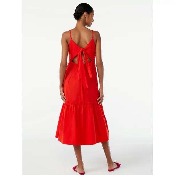 Scoop Women's Bow Back Midi Dress - Walmart.com | Walmart (US)