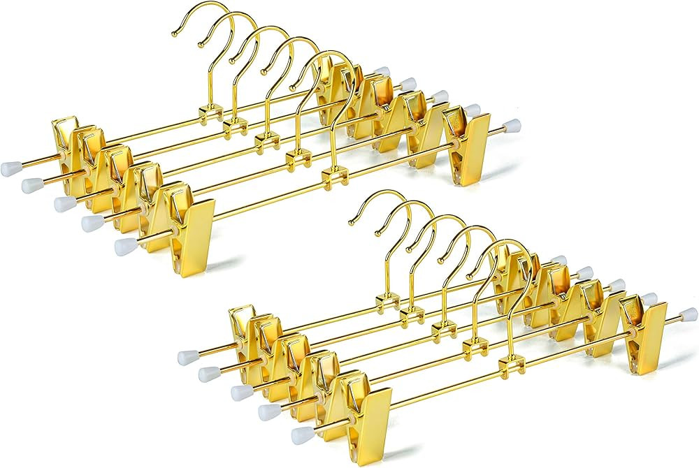 Amber Home 20 Pack Shiny Gold 12 Inch Metal Pants Skirts Hanger, Sturdy for Slacks Trousers with ... | Amazon (CA)