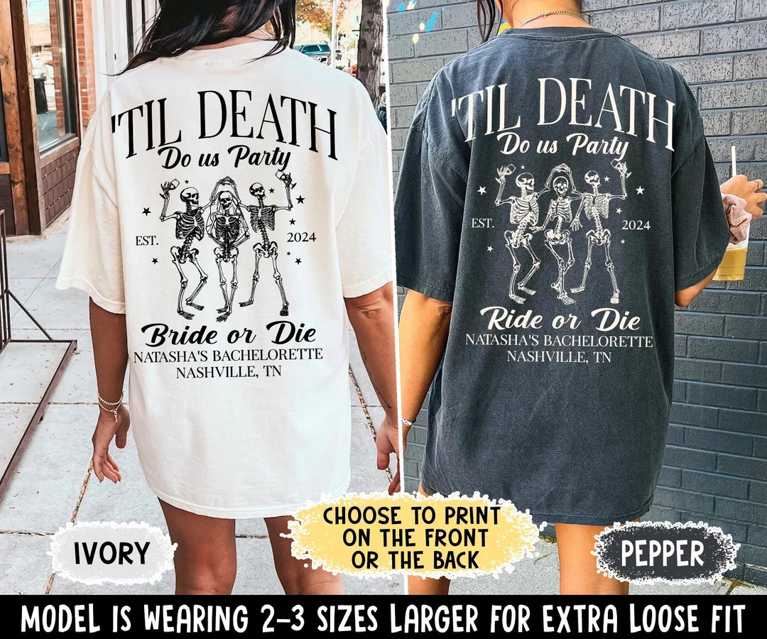 Bride or Die Funny Bachelorette Shirt, Halloween Bachelorette Party Shirts, Til Death Do Us Party... | Etsy (US)