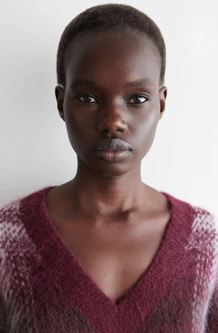 Dorian Check Oversize Alpaca & Wool Blend V-Neck Sweater | Nordstrom