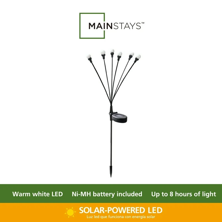 Mainstays Outdoor 6 LED Solar Fairy Lighting Stake, 6.7"W*3.5"D*28.4"H, 0.28 lb weight | Walmart (US)