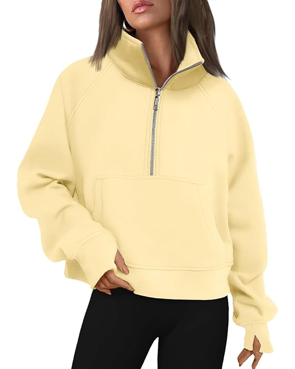 AUTOMET Womens Sweatshirts Half Zip Cropped Pullover Fleece Quarter Zipper Hoodies 2026 Fall Fash... | Amazon (US)
