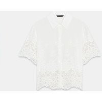 Zara - Embroidered Eyelet Shirt - White - M - Woman | Zara US