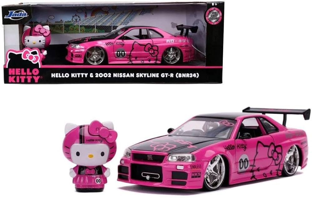 2002 Nissan 2002 Nissan Skyline GT-R with Hello Kitty, Hello Kitty - Jada Toys 31613-1/24 Scale D... | Amazon (US)