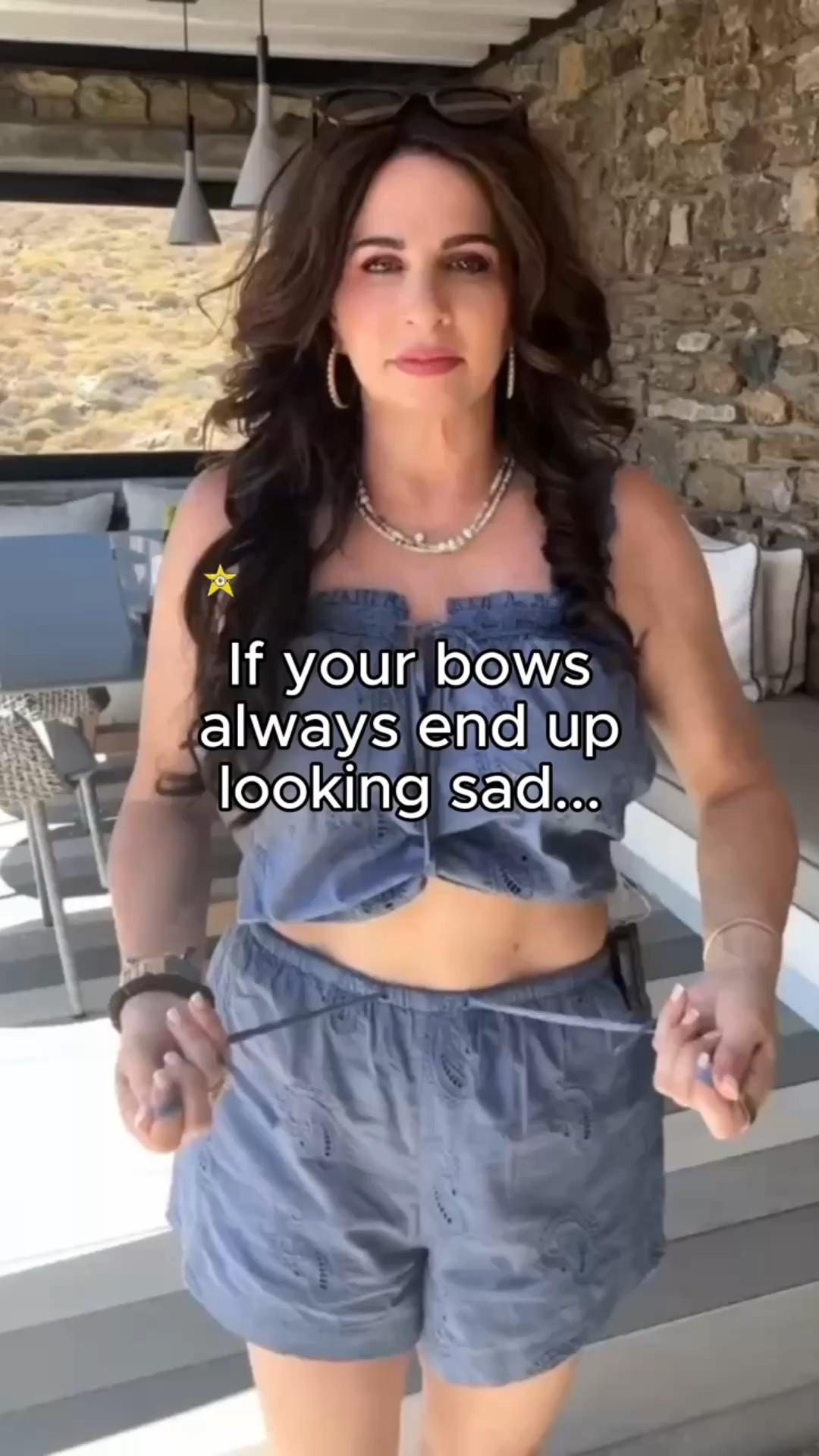 A tiny change in the way you tie it makes all the difference. Crisscross the ties first, then use the bunny ear method, and your bow stays fuller, more balanced, and much less likely to droop.  Outfit is on Sale ! Top sm, shorts XS, perfect fit the summer. Has eyelet detailing that makes it so so pretty.

#LTKootd #LTKOver40 #LTKSaleAlert