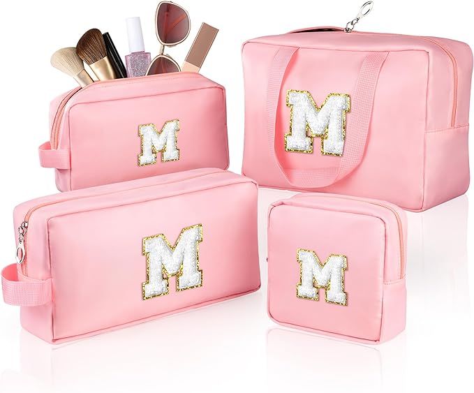 TOPEAST 4Pcs Makeup Bags Set, Personalized Initial Cosmetic Bags Nylon Travel Toiletry Bags Porta... | Amazon (US)