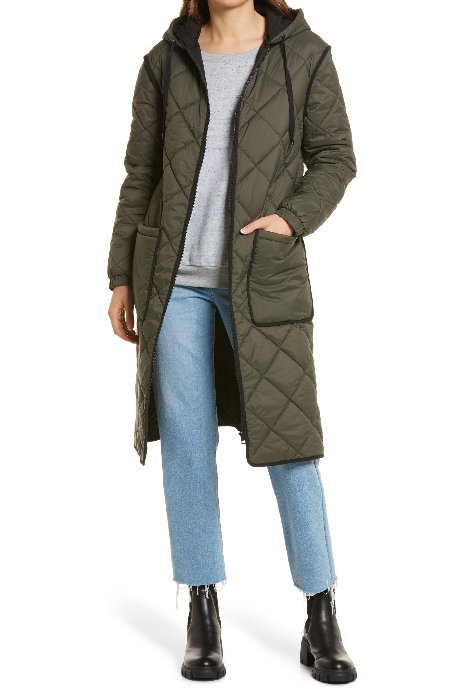 Long Hooded Quilted Coat | Nordstrom | Nordstrom