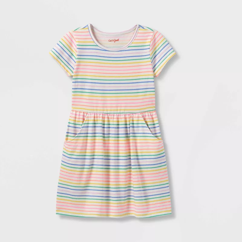 Girls' Printed Short Sleeve Knit Dress - Cat & Jack™ | Target