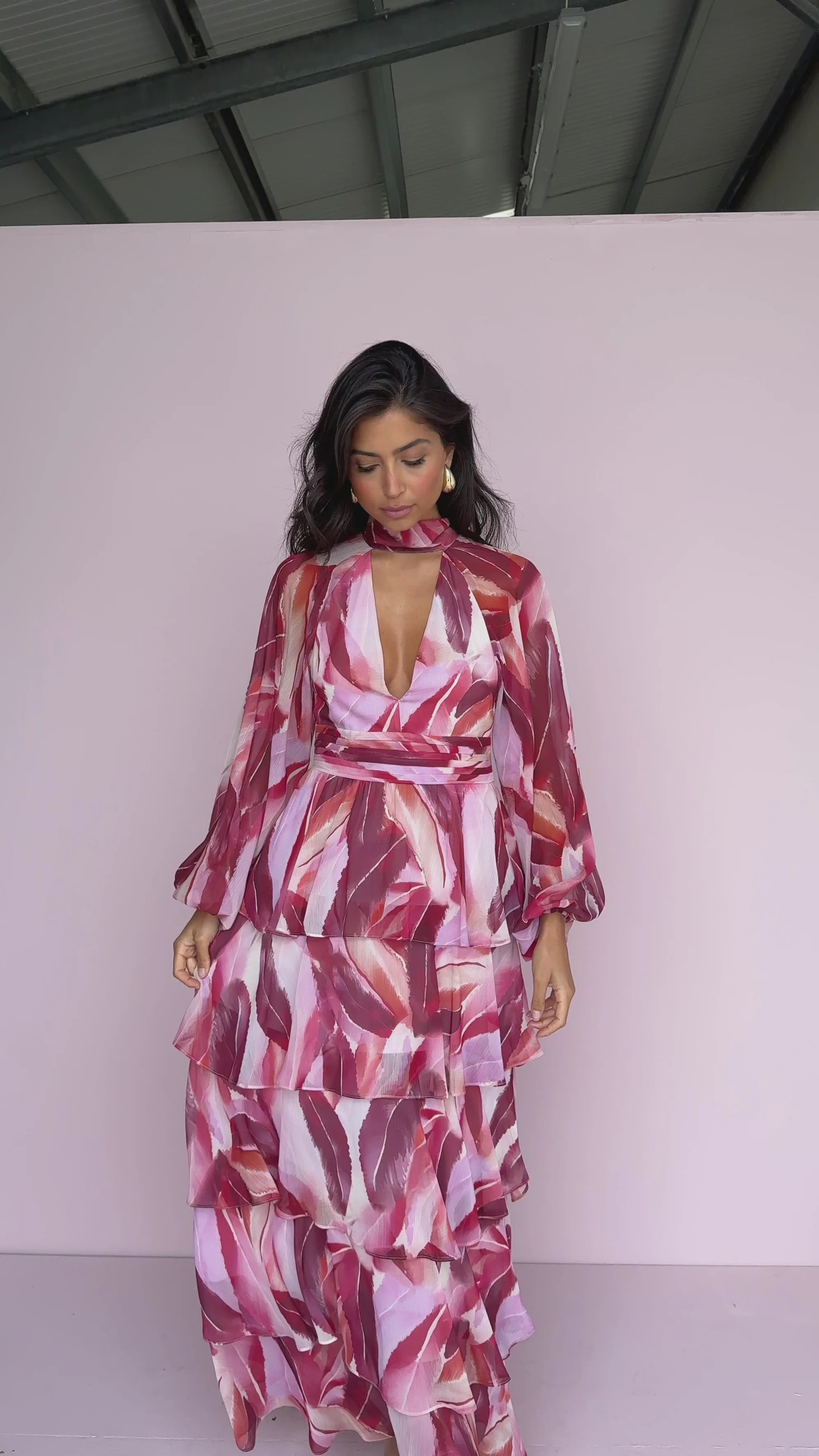 Anya Plunge Neck Ruffle Maxi Dress | Pretty Lavish (UK)