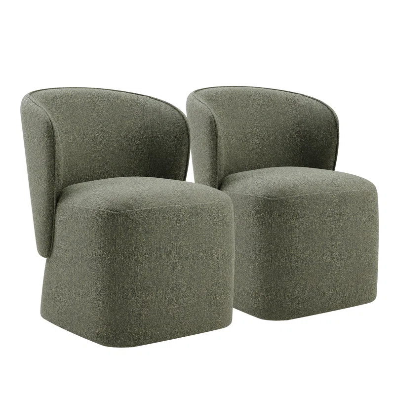 Niha Upholstered Dining Chair With Caster (Set of 2) | Wayfair North America