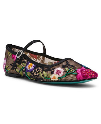 Betsey Johnson Women's Nova Embroidered Mesh Mary Jane Flats - Macy's | Macy's
