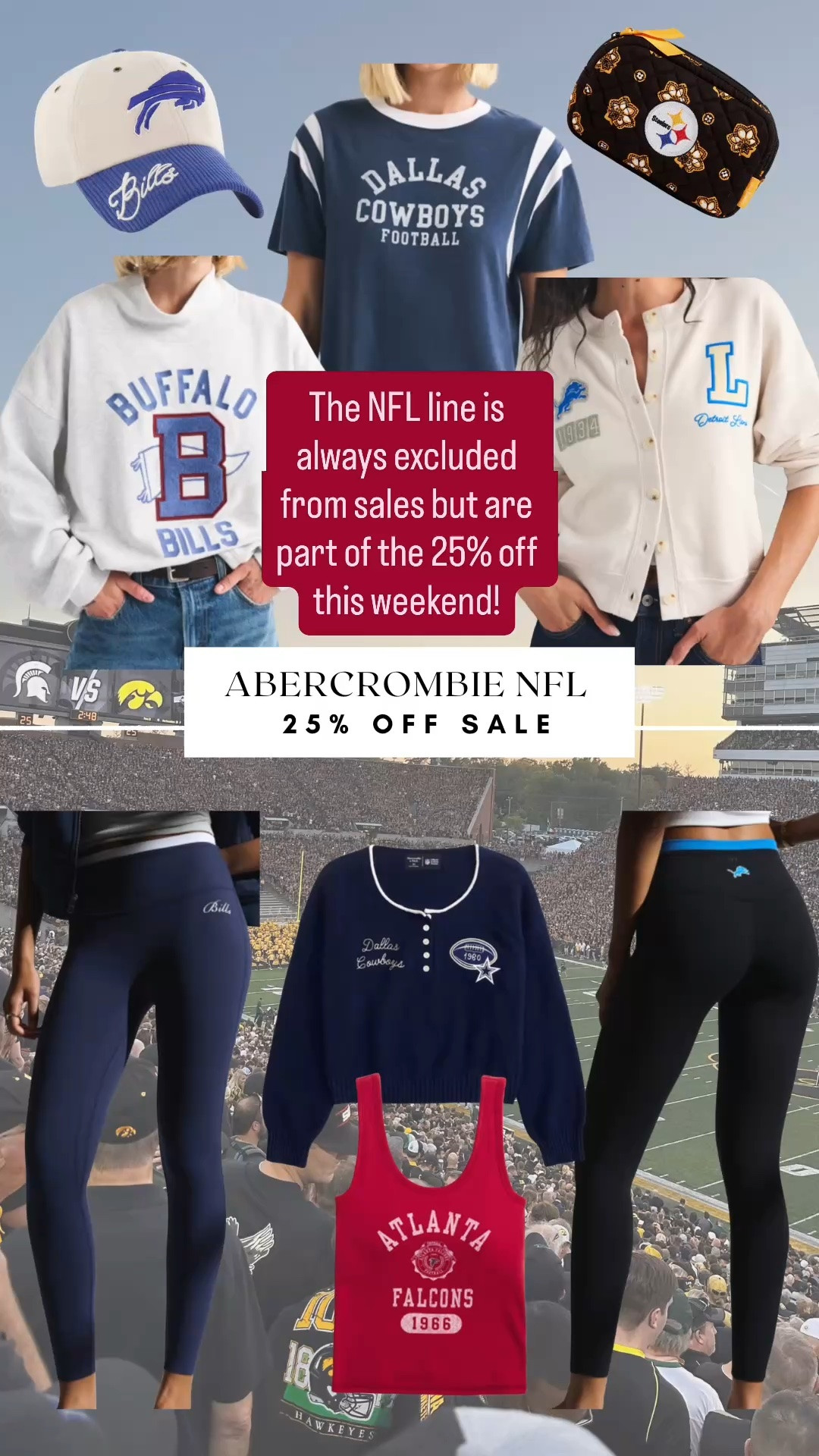 Abercrombie NFL line 25% off
Usually excluded from
Sales but included this weekend for the start of football season

#LTKootd #LTKSeasonal #LTKSaleAlert