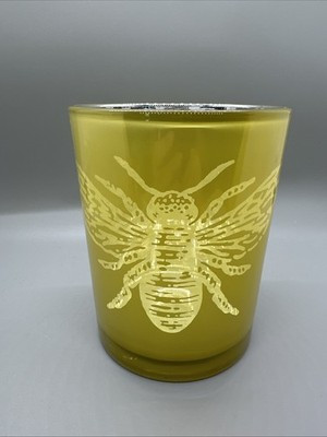 Bumble Bee Bright Yellow Glass Vase Candle Holder 5\u201dx4\u201d Silver Interior | eBay | eBay US