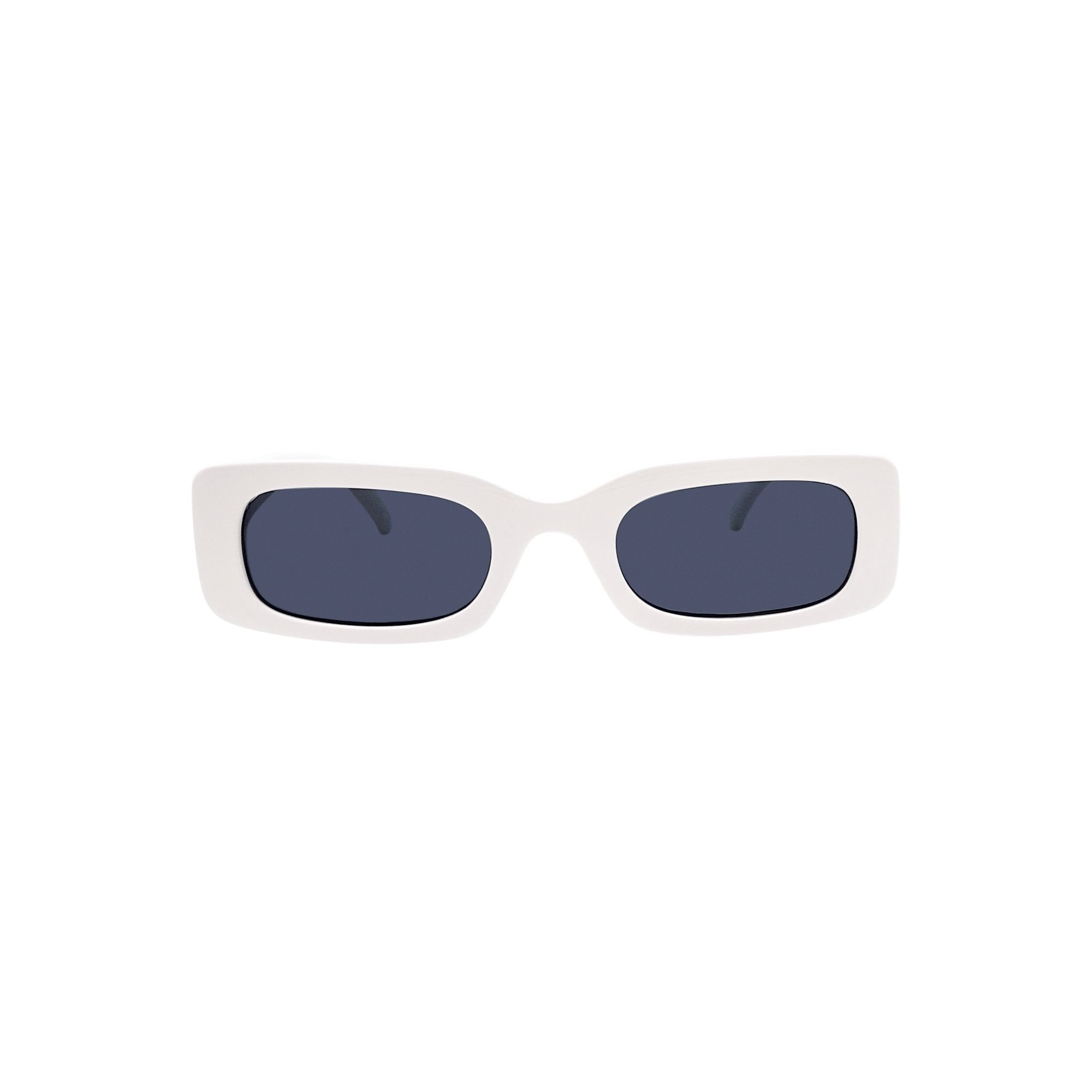 Womens Plastic Rectangle Full Rim Sunglasses with White Frames and Smoke Lenses | Walmart (US)