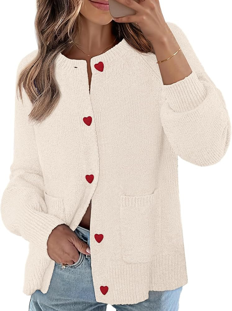 MEROKEETY Women's Cardigan Sweaters 2026 Fall Trendy Chunky Knit Button Up Cute Winter Long Sleev... | Amazon (US)