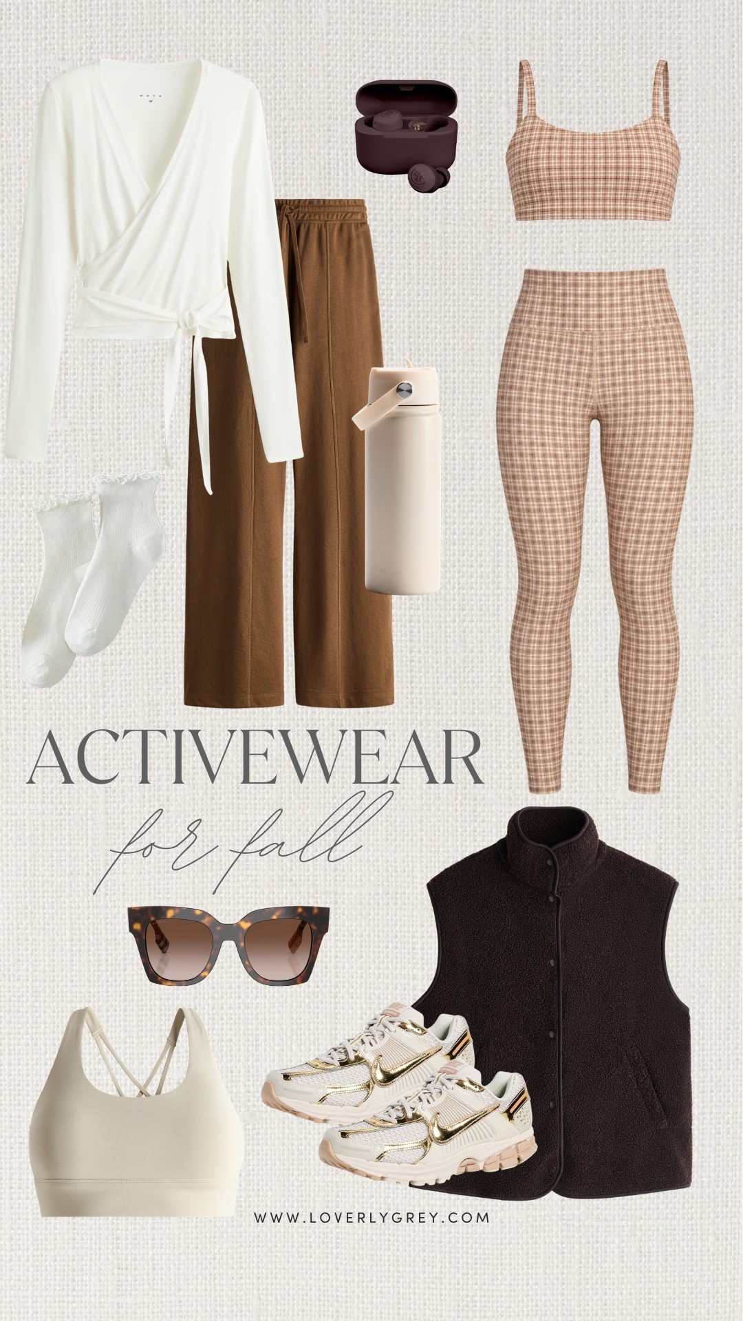 I’m loving these neutral fall activewear finds for everything from workouts to school drop-off and errands. The plaid workout set, cozy fleece vest and neutral sneakers make such cute, easy athleisure outfits for fall.