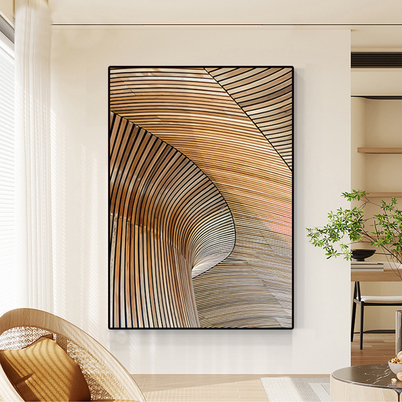 Modern Geometric Lines Wall Decor Abstract River Painting Art Canvas Prints with Frame | Homary