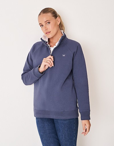 Half Zip Sweatshirt in Indigo Blue | Crew Clothing (UK)