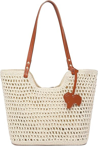Beach Bag,Woven Beach Bags for Women With Pockets,Vacation Handbags Straw Bag | Amazon (US)