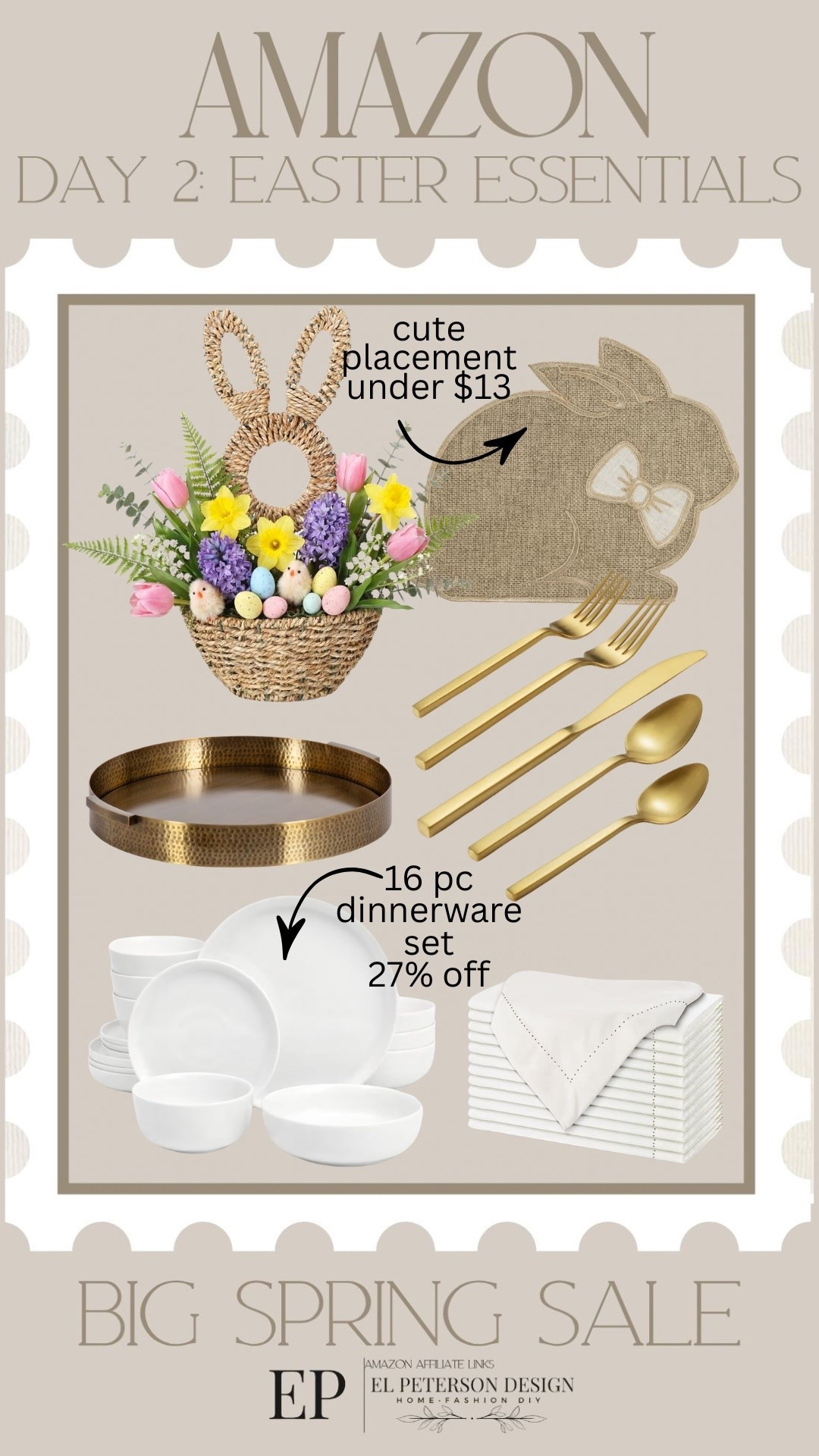 Amazon Big Spring Sale
Day 2: Easter Essentials
Wreath
Tray
Silverware
Dinner sets
Napkin
Placemats 

#LTKHome #LTKSaleAlert
