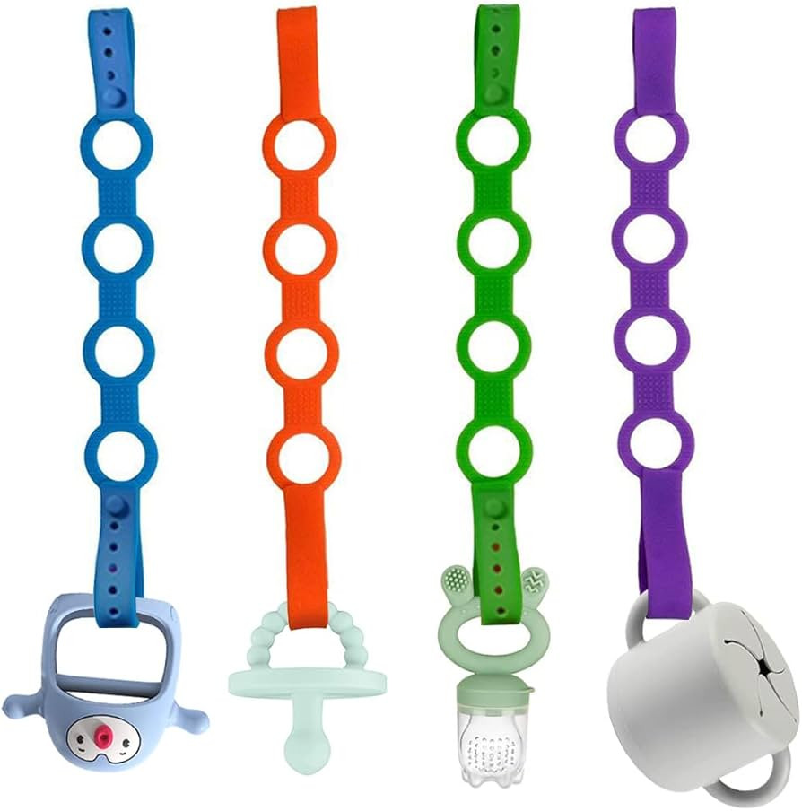 4PK Toy Safety Straps, Stretchable Silicone Pacifier Clips Baby Toddler Bottle Toy Harness Straps... | Amazon (US)