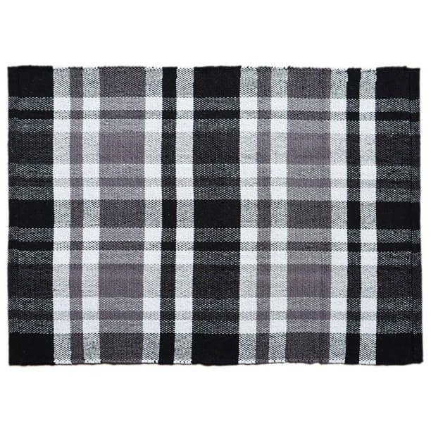 Halloween Black & White Plaid Outdoor Entryway, Cotton, 26 in x38 in, by Way To Celebrate | Walmart (US)