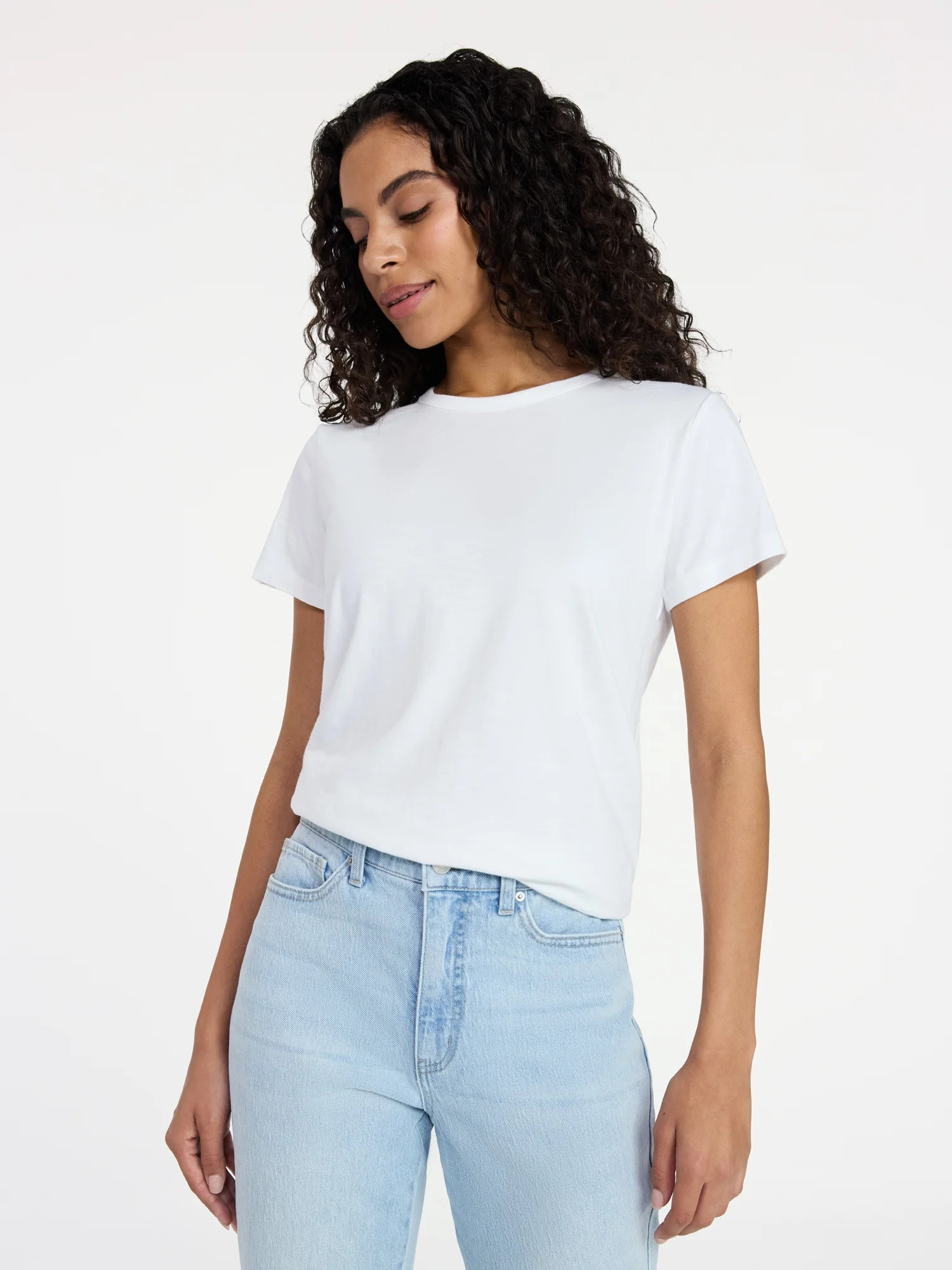 Time and Tru Women's Crewneck Slub Tee with Short Sleeves, Sizes XS-XXXL | Walmart (US)