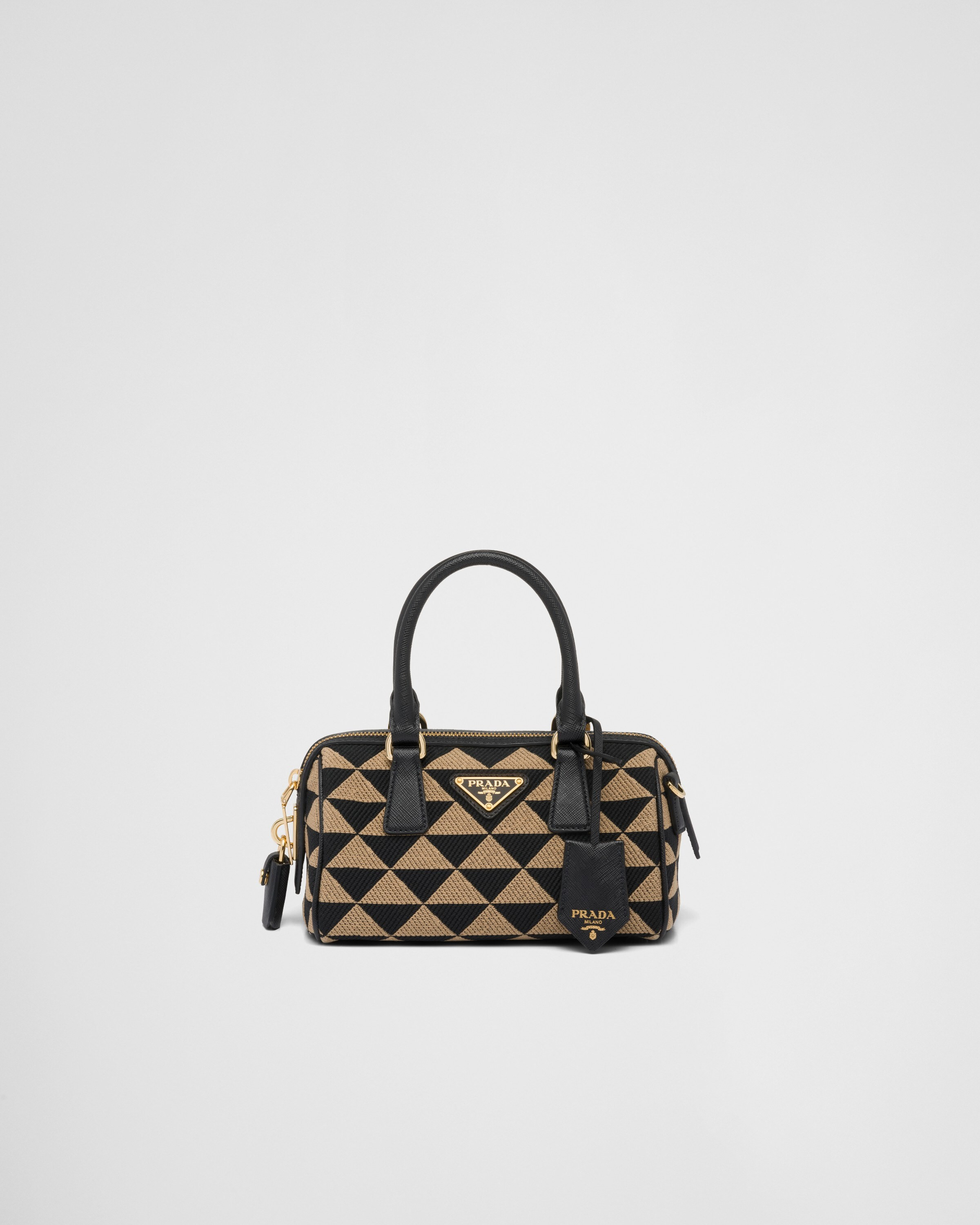 Prada Symbole embroidered fabric top-handle bag | Prada Spa US