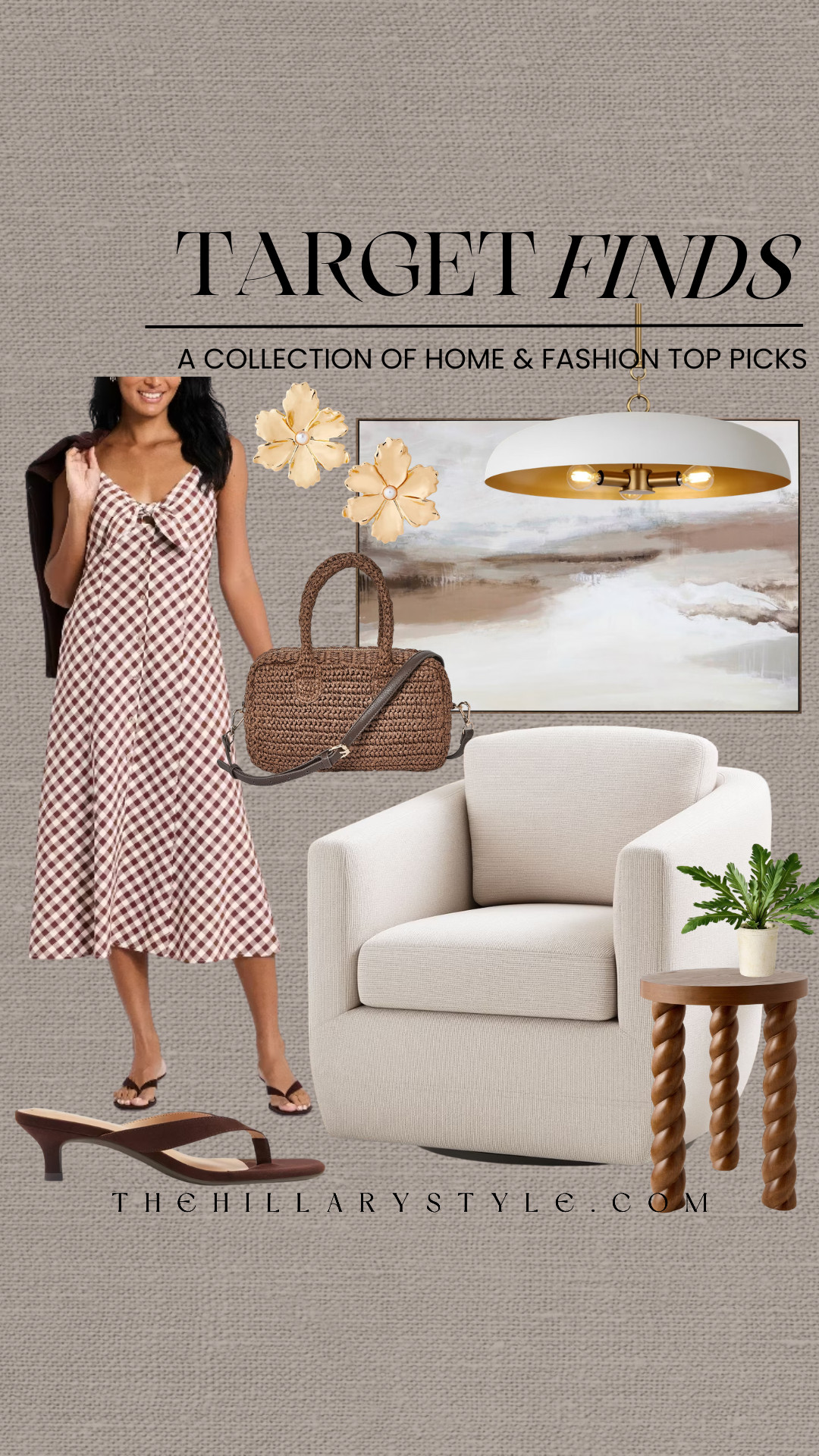 Target Spring Refresh: Brown Tones & Organic Textures
Embrace a warm, modern organic aesthetic with these latest Target finds. This collection perfectly blends high-end style with attainable home and fashion staples. Featuring a chocolate gingham midi dress paired with textured accessories and sculptural home accents, these pieces create a cohesive, elevated look for the new season. Whether you’re updating your spring wardrobe with quiet luxury basics or refreshing your living space with neutral textures and rich wood tones, these affordable picks deliver effortless sophistication.

#TheHillaryStyle #TargetFinds #TargetStyle #SpringFashion2026 #ModernOrganic #NeutralHome #LTKhome #LTKstyletip #QuietLuxury #SpringHomeRefresh #TargetHome #OrganicMinimalism #AffordableLuxury 

 

#LTKootd #LTKSeasonal #LTKHome