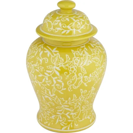 Dahlia Studios Floral Yellow and White 13 High Decorative Jar with Lid | Walmart (US)