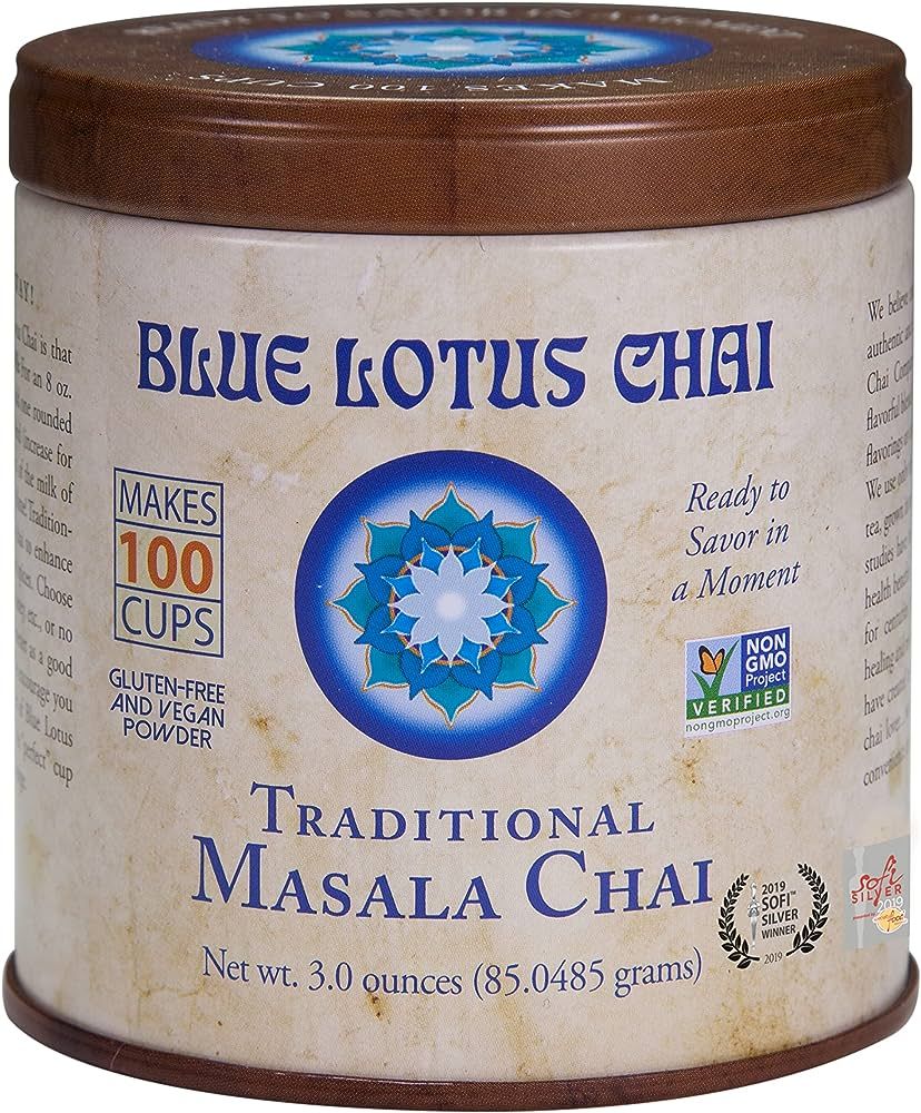 Blue Lotus Chai - Traditional Masala Chai - Makes 100 Cups - 3 Ounce Masala Spiced Chai Powder wi... | Amazon (US)