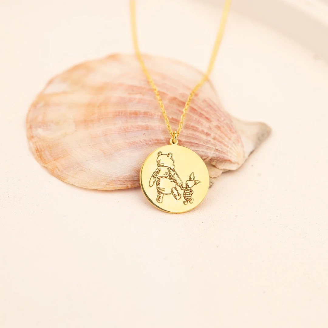 Gold Winnie The Pooh Necklace - Silver Winnie The Pooh Necklace - Gift For Her - Gift For Women -... | Etsy (US)