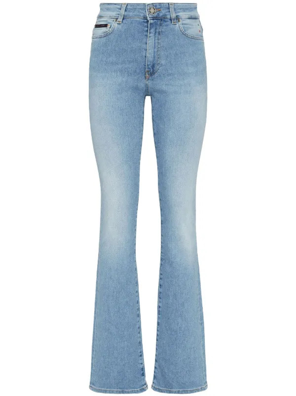 Philipp Plein Schlagjeans Mit Logo-Applikation | Blau | FARFETCH BE | Farfetch Global