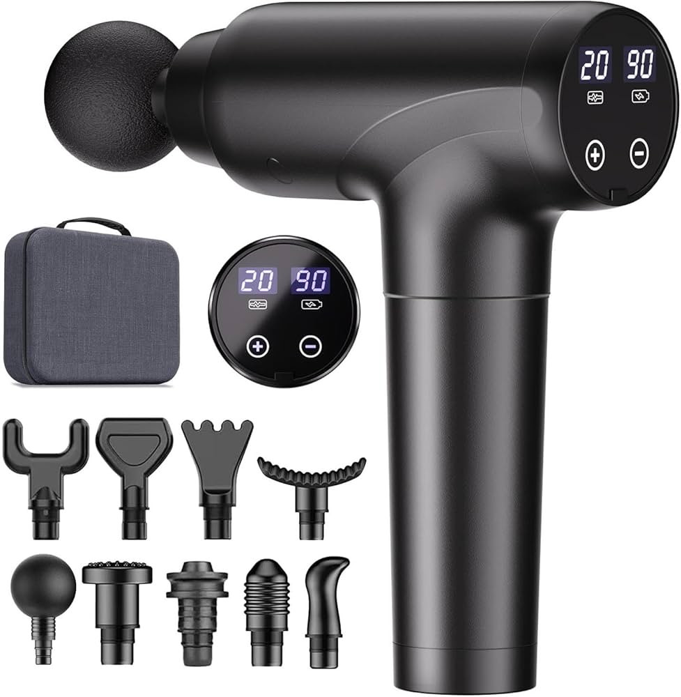 cotsoco Massage Gun Deep Tissue, Muscle Massage Gun with 9 Attachment Heads 20 Speeds & Silent Br... | Amazon (US)