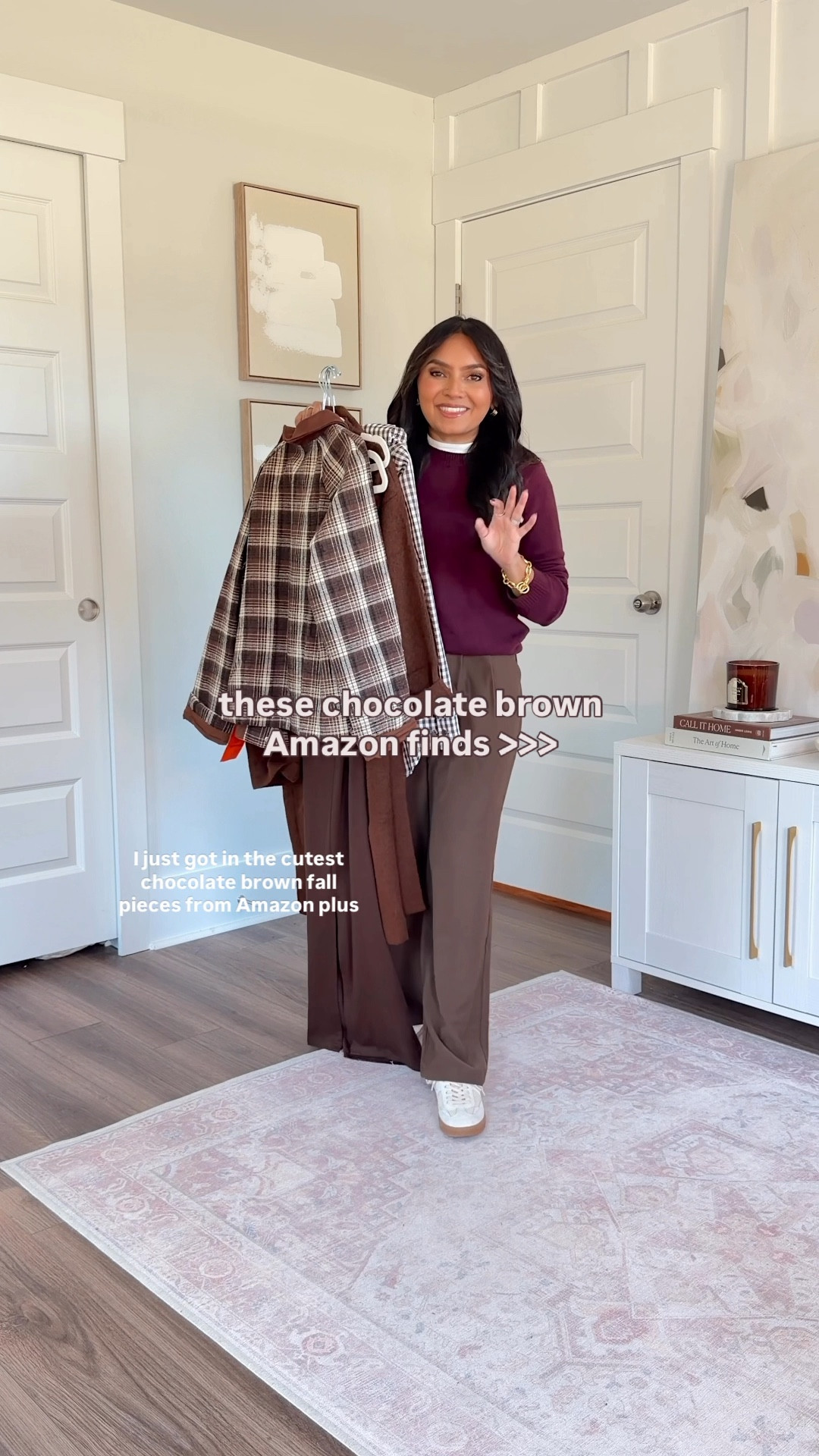 Chocolate Brown Amazon Finds
For reference: I’m 5’0, 32b bra size, and 2/26 in bottoms, pear shaped. 
*Everything I share is unaltered! TTS means true to size.

Brown coffee color maxi bodycon dress size small TTS
Tweed jacket is old, similar linked
Brown heels size 5 TTS

Plaid barn jacket size xs petite TTS
Mock neck white top size xs petite TTS
Brown bubble hem mini skort size xs TTS - I rolled the waistband inward so it wasn’t so high waisted
Chocolate brown suede boots size 6 TTS

Green barn jacket size xs petite TTS
Brown khaki plaid gingham shirt size xs TTS
Black bootcut jeans size 0 petite - I size down a size in this brand 
Dark brown leather boots size 5.5 TTS

Brown coffee plaid jacket size small TTS
Tan jeans size 0 petite - I size down a size in this brand
Mock neck white top size xs petite TTS
Dark brown leather boots size 5.5 TTS

Brown coatigan size small TTS
Tee size xs TTS
Hot fudge brown leggings size small 25” length TTS
Brown and white in ice/mulberry color sneakers size 6.5 TTS


chocolate brown outfit
fall amazon finds
amazon fall fashion
fall outfit ideas
brown fall aesthetic
elevated fall style
neutral fall wardrobe
affordable fall outfits
capsule wardrobe fall
brown sweater outfit
amazon fashion finds
cozy fall outfit
petite friendly fashion
brown fall looks
fall style inspiration
everyday fall outfits
petite friendly pieces
Rachel Miranda Blog
Honeysweetpetite
Honey Sweet Petite


#LTKStyleTip #LTKPetite #LTKFindsUnder50