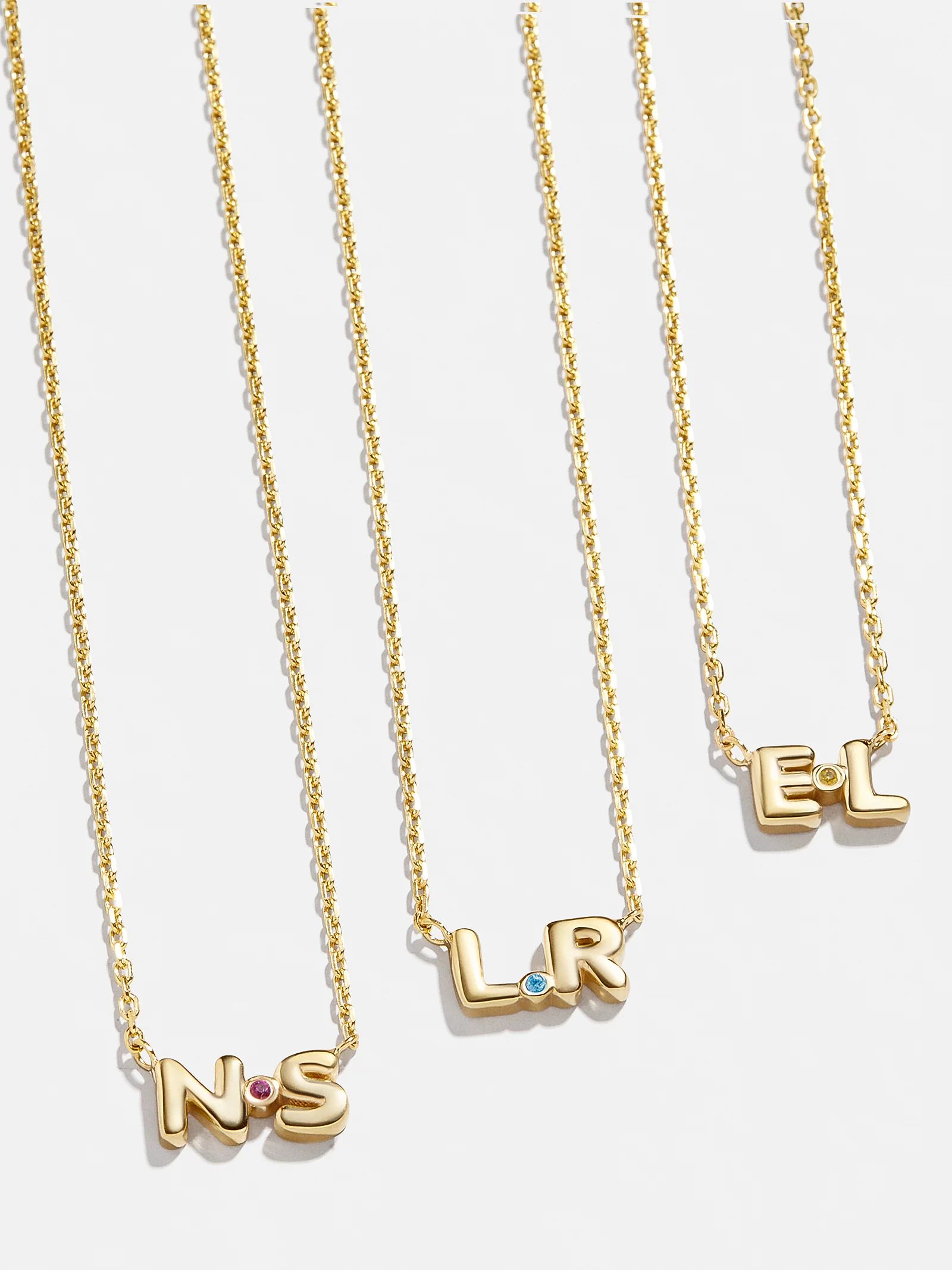 18K Gold Double Initial Birthstone Custom Necklace | BaubleBar (US)